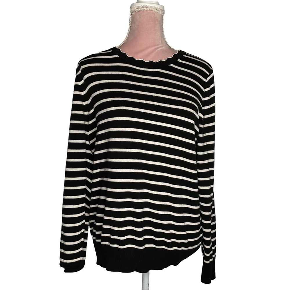Banana Republic Black and White Striped Knit‎ Top